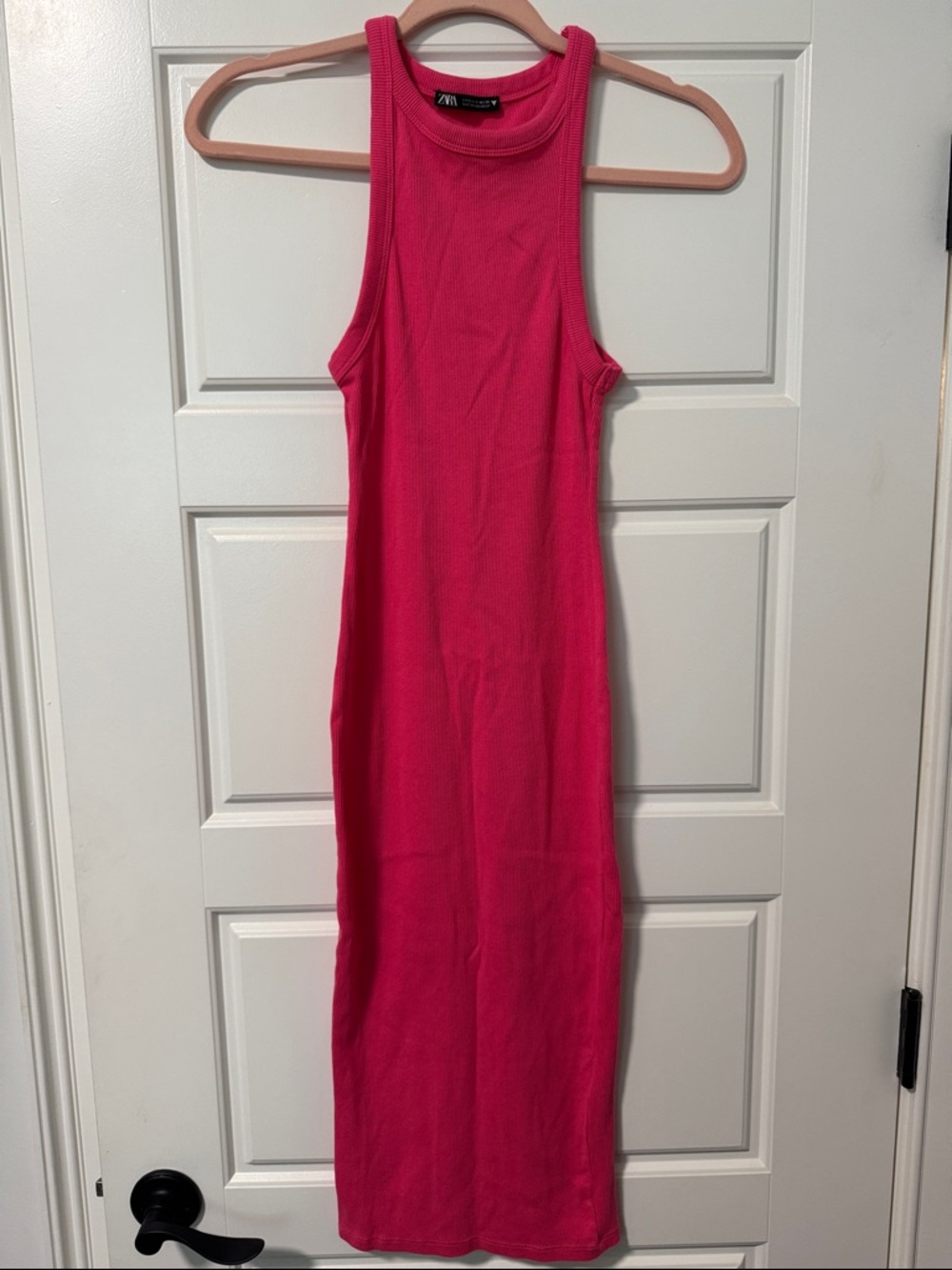 Zara Fuchsia Ribbed Tank Maxi Dress